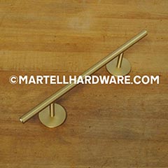 Lew&#39;s Hardware [31-002-114] Solid Brass Single Towel Bar - Round Bar - Brushed Brass Finish - 6&quot; C/C - 10 1/2&quot; L