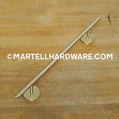 Lew&#39;s Hardware [31-002-117] Solid Brass Single Towel Bar - Round Bar - Brushed Brass Finish - 10&quot; C/C - 14&quot; L