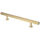 Lew's Hardware [31-107] Solid Brass Appliance/Door Pull Handle - Square Bar Series - Brushed Brass Finish - 9" C/C - 14" L