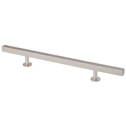Lew&#39;s Hardware [11-104] Solid Brass Cabinet Pull Handle - Square Bar Series - Oversized - Brushed Nickel Finish - 6&quot; C/C - 10 1/2&quot; L