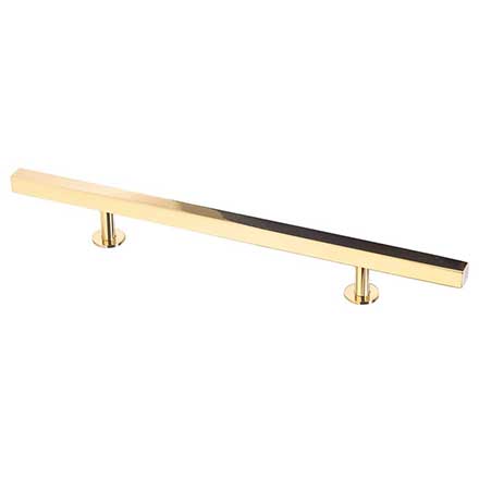 Lew&#39;s Hardware [41-104] Solid Brass Cabinet Pull Handle - Square Bar Series - Oversized - Polished Brass Finish - 6&quot; C/C - 10 1/2&quot; L