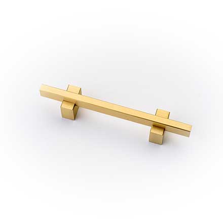 Lew&#39;s Hardware [31-312] Solid Brass Cabinet Pull Handle - Two-Tone Series - Standard Size - Brushed Brass Finish - 3&quot; C/C - 5&quot; L