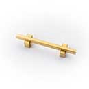 Lew's Hardware [31-312] Solid Brass Cabinet Pull Handle - Two-Tone Series - Standard Size - Brushed Brass Finish - 3" C/C - 5" L
