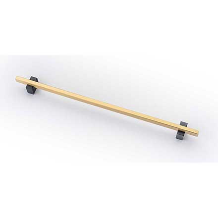 Lew&#39;s Hardware [31-514] Solid Brass Cabinet Pull Handle - Two-Tone Series - Oversized - Brushed Brass &amp; Matte Black Finish - 10&quot; C/C - 12&quot; L