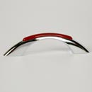 Lew's Hardware [88-506] Die Cast Zinc Cabinet Pull Handle - Retro Series - Standard Size - Candy Red Insert - Polished Chrome Finish - 3" C/C - 4 5/8" L