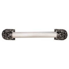 Notting Hill [NHO-500-BP-14F] Solid Pewter/Brass Appliance/Door Pull Handle - Acanthus - Fluted Bar - Brilliant Pewter Finish - 14 1/4&quot; L