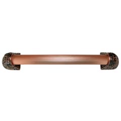 Notting Hill [NHO-502-AC-12F] Solid Pewter/Brass Appliance/Door Pull Handle - Florid Leaves - Fluted Bar - Antique Copper Finish - 12 1/4&quot; L