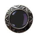 Notting Hill [NHK-124-AP-O] Solid Pewter Cabinet Knob - Victorian Jewel - Onyx Natural Stone - Antique Pewter Finish - 1 5/16" Dia.
