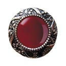 Notting Hill [NHK-124-BN-RC] Solid Pewter Cabinet Knob - Victorian Jewel - Red Carnelian Natural Stone - Brite Nickel Finish - 1 5/16" Dia.