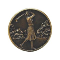 Notting Hill [NHK-131-AB] Solid Pewter Cabinet Knob - Lady of the Links - Antique Brass Finish - 1 1/8&quot; Dia.