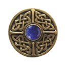 Notting Hill [NHK-158-AB-BS] Solid Pewter Cabinet Knob - Celtic Jewel - Blue Sodalite Natural Stone - Antique Brass Finish - 1 3/8&quot; Dia.