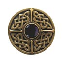 Notting Hill [NHK-158-AB-O] Solid Pewter Cabinet Knob - Celtic Jewel - Onyx Natural Stone - Antique Brass Finish - 1 3/8&quot; Dia.