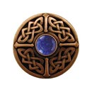 Notting Hill [NHK-158-AC-BS] Solid Pewter Cabinet Knob - Celtic Jewel - Blue Sodalite Natural Stone - Antique Copper Finish - 1 3/8" Dia.