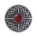 Notting Hill [NHK-158-AP-RC] Solid Pewter Cabinet Knob - Celtic Jewel - Red Carnelian Natural Stone - Antique Pewter Finish - 1 3/8&quot; Dia.