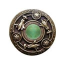 Notting Hill [NHK-161-AB-GA] Solid Pewter Cabinet Knob - Jeweled Lily - Green Aventurine Natural Stone - Antique Brass Finish - 1 3/8" Dia.