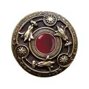 Notting Hill [NHK-161-AB-RC] Solid Pewter Cabinet Knob - Jeweled Lily - Red Carnelian Natural Stone - Antique Brass Finish - 1 3/8&quot; Dia.