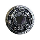 Notting Hill [NHK-161-BN-O] Solid Pewter Cabinet Knob - Jeweled Lily - Onyx Natural Stone - Brite Nickel Finish - 1 3/8&quot; Dia.