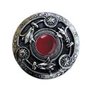 Notting Hill [NHK-161-BN-RC] Solid Pewter Cabinet Knob - Jeweled Lily - Red Carnelian Natural Stone - Brite Nickel Finish - 1 3/8&quot; Dia.