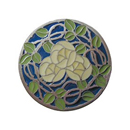 Notting Hill [NHK-171-AP-B] Solid Pewter Cabinet Knob - Delaney&#39;s Rose - Blue w/ Antique Pewter Finish - 1 7/16&quot; Dia.