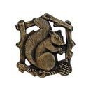 Notting Hill [NHK-177-AB-L] Solid Pewter Cabinet Knob - Grey Squirrel - Left Mount - Antique Brass Finish - 1 1/2&quot; W