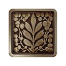 Notting Hill [NHK-179-AB] Solid Pewter Cabinet Knob - Mountain Ash - Antique Brass Finish - 1 3/8" Sq.