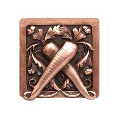 Notting Hill [NHK-252-AC] Solid Pewter Cabinet Knob - Leafy Carrot - Antique Copper Finish - 1 1/2&quot; Sq.