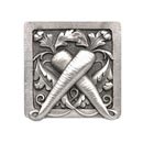 Notting Hill [NHK-252-AP] Solid Pewter Cabinet Knob - Leafy Carrot - Antique Pewter Finish - 1 1/2&quot; Sq.