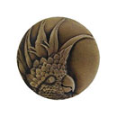Notting Hill [NHK-324-AB-L] Solid Pewter Cabinet Knob - Cockatoo - Small - Left Mount - Antique Brass Finish - 1 3/8&quot; Dia.