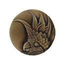 Notting Hill [NHK-324-AB-R] Solid Pewter Cabinet Knob - Cockatoo - Small - Right Mount - Antique Brass Finish - 1 3/8&quot; Dia.