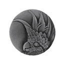 Notting Hill [NHK-327-AP-R] Solid Pewter Cabinet Knob - Cockatoo - Large - Right Mount - Antique Pewter Finish - 2" Dia.