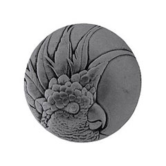 Notting Hill [NHK-327-BP-L] Solid Pewter Cabinet Knob - Cockatoo - Large - Left Mount - Brilliant Pewter Finish - 2&quot; Dia.
