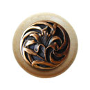 Notting Hill [NHW-703N-AC] Wood Cabinet Knob - Tiger Lily - Natural - Antique Copper Finish - 1 1/2" Dia.