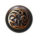 Notting Hill [NHW-703W-AC] Wood Cabinet Knob - Tiger Lily - Dark Walnut - Antique Copper Finish - 1 1/2&quot; Dia.