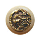 Notting Hill [NHW-704N-AB] Wood Cabinet Knob - Hibiscus - Natural - Antique Brass Finish - 1 1/2&quot; Dia.