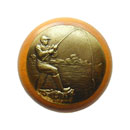 Notting Hill [NHW-707M-AB] Wood Cabinet Knob - Catch of the Day - Maple - Antique Brass Finish - 1 1/2&quot; Dia.