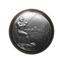 Notting Hill [NHW-707W-AP] Wood Cabinet Knob - Catch of the Day - Dark Walnut - Antique Pewter Finish - 1 1/2&quot; Dia.
