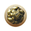 Notting Hill [NHW-709N-AB] Wood Cabinet Knob - Leap Frog - Natural - Antique Brass Finish - 1 1/2" Dia.