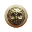 Notting Hill [NHW-711N-AB] Wood Cabinet Knob - Wise Owl - Natural - Antique Brass Finish - 1 1/2&quot; Dia.