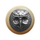 Notting Hill [NHW-711N-AP] Wood Cabinet Knob - Wise Owl - Natural - Antique Pewter Finish - 1 1/2&quot; Dia.
