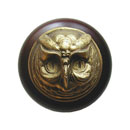 Notting Hill [NHW-711W-AB] Wood Cabinet Knob - Wise Owl - Dark Walnut - Antique Brass Finish - 1 1/2&quot; Dia.