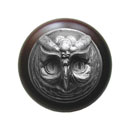Notting Hill [NHW-711W-AP] Wood Cabinet Knob - Wise Owl - Dark Walnut - Antique Pewter Finish - 1 1/2&quot; Dia.