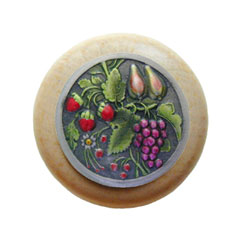 Notting Hill [NHW-713N-PHT] Wood Cabinet Knob - Tuscan Bounty - Natural - Hand-Tinted Antique Pewter Finish - 1 1/2&quot; Dia.