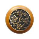 Notting Hill [NHW-715M-AB] Wood Cabinet Knob - Ivy w/ Berries - Maple - Antique Brass Finish - 1 1/2" Dia.