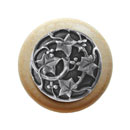 Notting Hill [NHW-715N-AP] Wood Cabinet Knob - Ivy w/ Berries - Natural - Antique Pewter Finish - 1 1/2" Dia.
