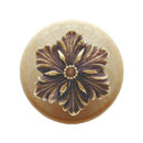 Notting Hill [NHW-725N-AB] Wood Cabinet Knob - Opulent Flower - Natural - Antique Brass Finish - 1 1/2&quot; Dia.