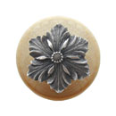Notting Hill [NHW-725N-AP] Wood Cabinet Knob - Opulent Flower - Natural - Antique Pewter Finish - 1 1/2&quot; Dia.