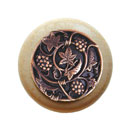 Notting Hill [NHW-729N-AC] Wood Cabinet Knob - Grapevines - Natural - Antique Copper Finish - 1 1/2" Dia.