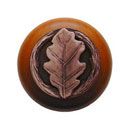 Notting Hill [NHW-744C-AC] Wood Cabinet Knob - Oak Leaf - Cherry - Antique Copper Finish - 1 1/2&quot; Dia.