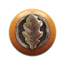 Notting Hill [NHW-744M-AB] Wood Cabinet Knob - Oak Leaf - Maple - Antique Brass Finish - 1 1/2&quot; Dia.