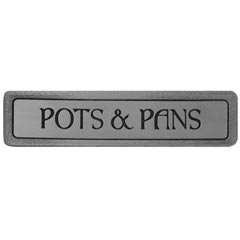 Notting Hill [NHP-304-AP] Solid Pewter Cabinet Pull Handle - Pots &amp; Pans - Horizontal Text - Antique Pewter Finish - 4&quot; L
